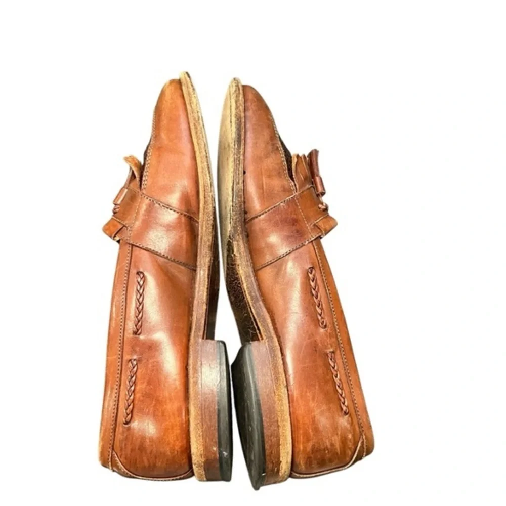 Allen Edmonds Cody Slip On Loafer Tassel Shoes Woven Leather Brown Size 9D 1849